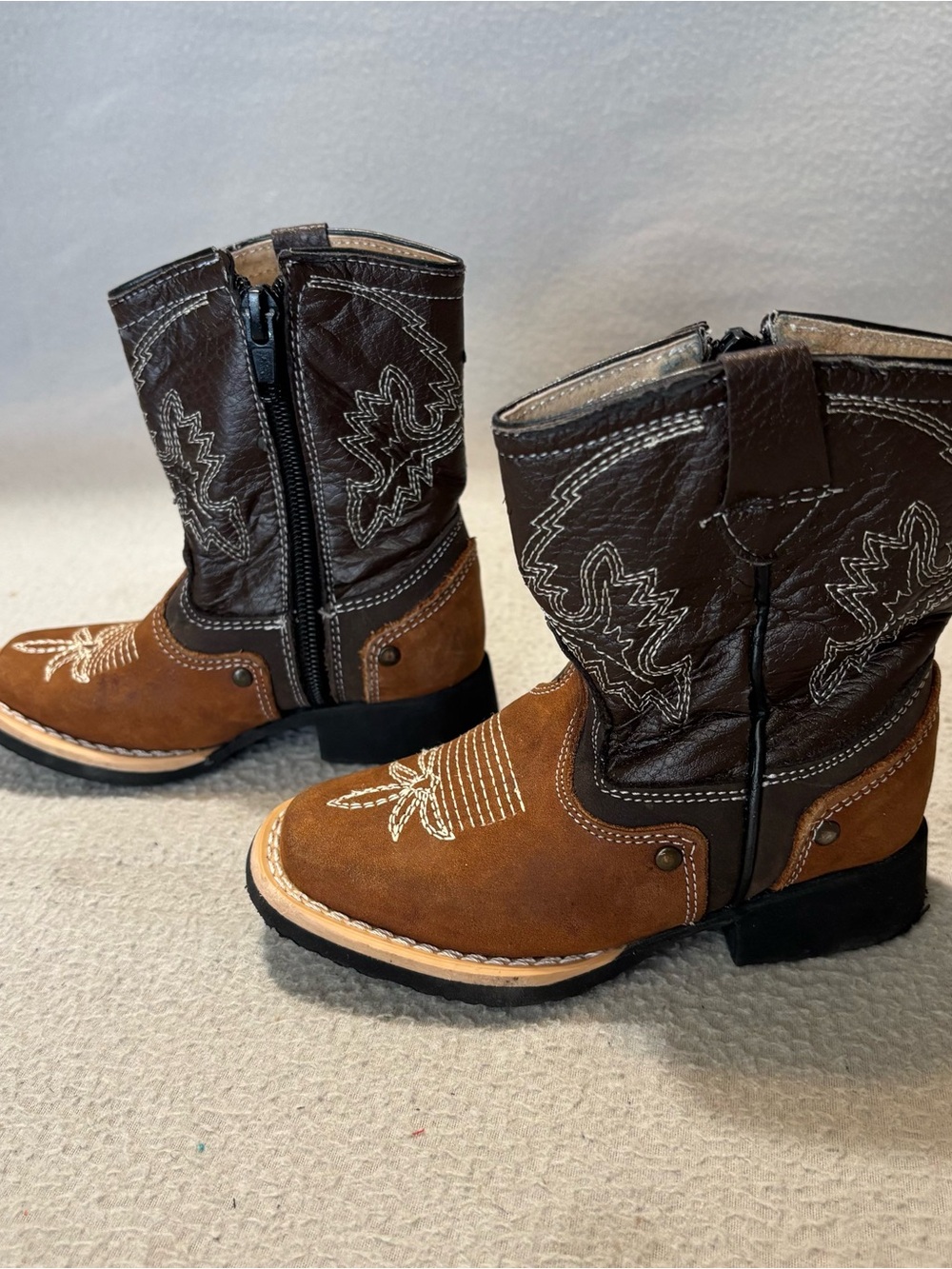 Dalton western leather cowboy boots made in MX side zipper toddler USA 6 - MX 13 - Picture 2 of 10